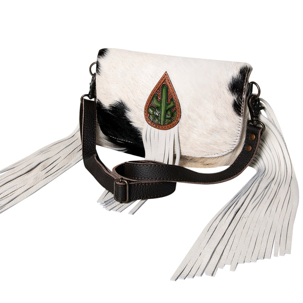 KBG165 - -CROSS BODY Hand Tooled Saddle Leather with Cowhide and by Hilason – Cowboy and equestrian accessories