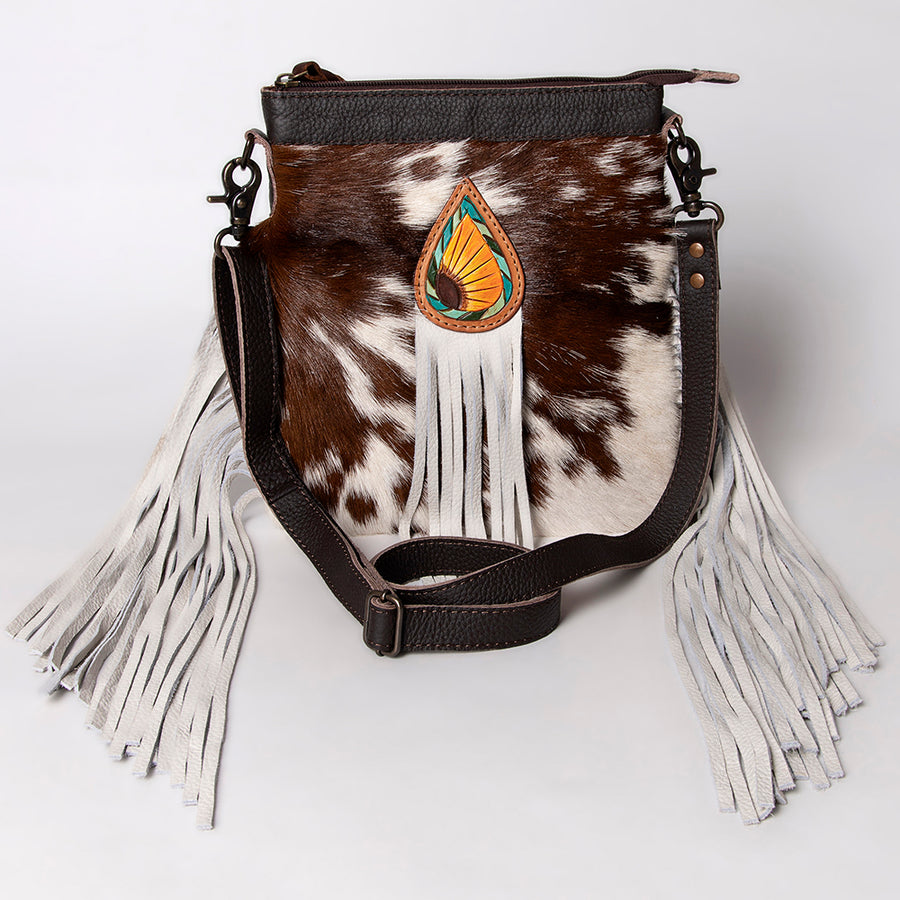 SKBG168 Ohlay Western Genuine Hair-On Leather Hand Tooled Women Large Crossbody Bags