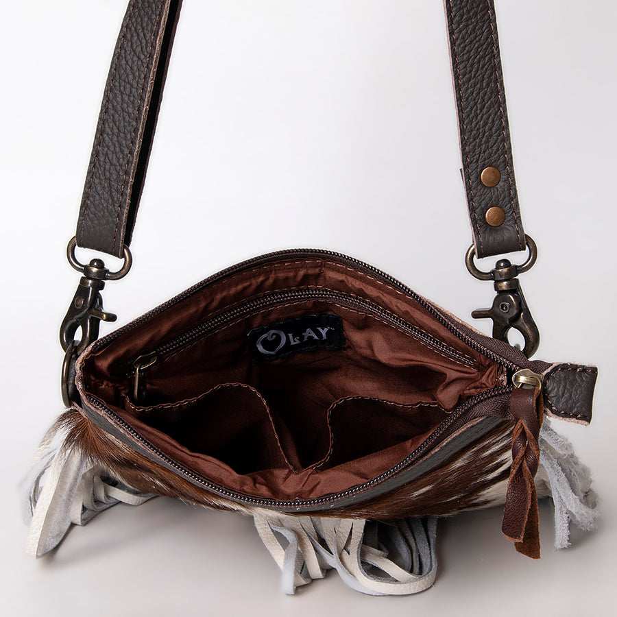 SKBG168 Ohlay Western Genuine Hair-On Leather Hand Tooled Women Large Crossbody Bags