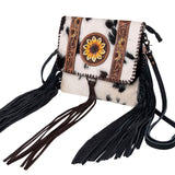 OHLAY BAGS Western Hair-On-Sunflower Mini Crossbody Tooled Leather Fringe