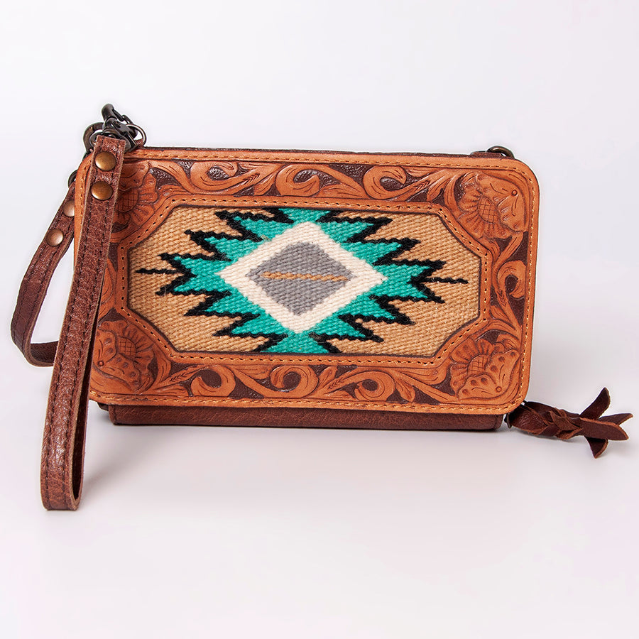 American Darling Small Cross body Bag, Hand Tooled Floral Leather & Hair-On Cowhide, Genuine Full Grain Western Purse