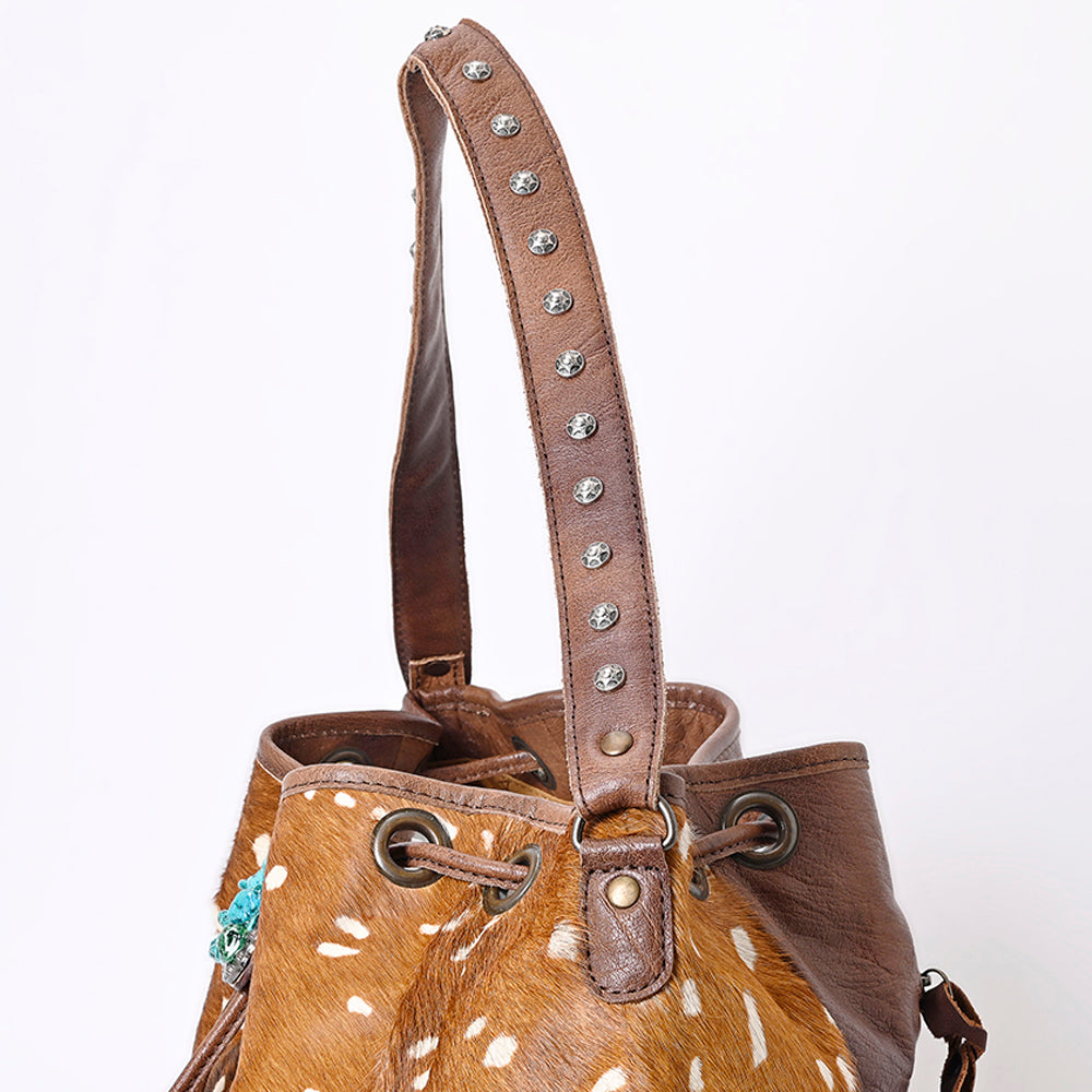 American Darling ADBG985B Bucket Hair-On Genuine Leather Women Bag Western Handbag Purse