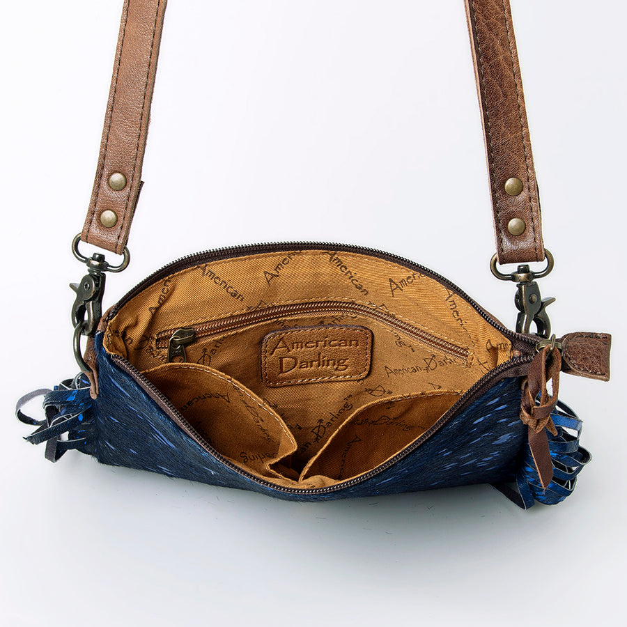 American Darling Western Cross body Bag, Hair-On Cowhide & Full Grain Genuine Leather, Handcrafted Rivetted Messenger Purse
