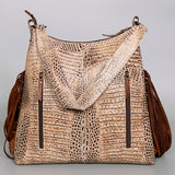 American Darling ADBG992 Hobo Crocodile Embossed Genuine Leather Women Bag Western Handbag Purse