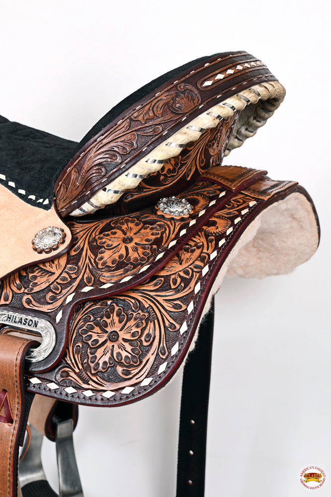 HILASON Flex Tree Western Horse Saddle in American Leather Barrel Trail | for Horses