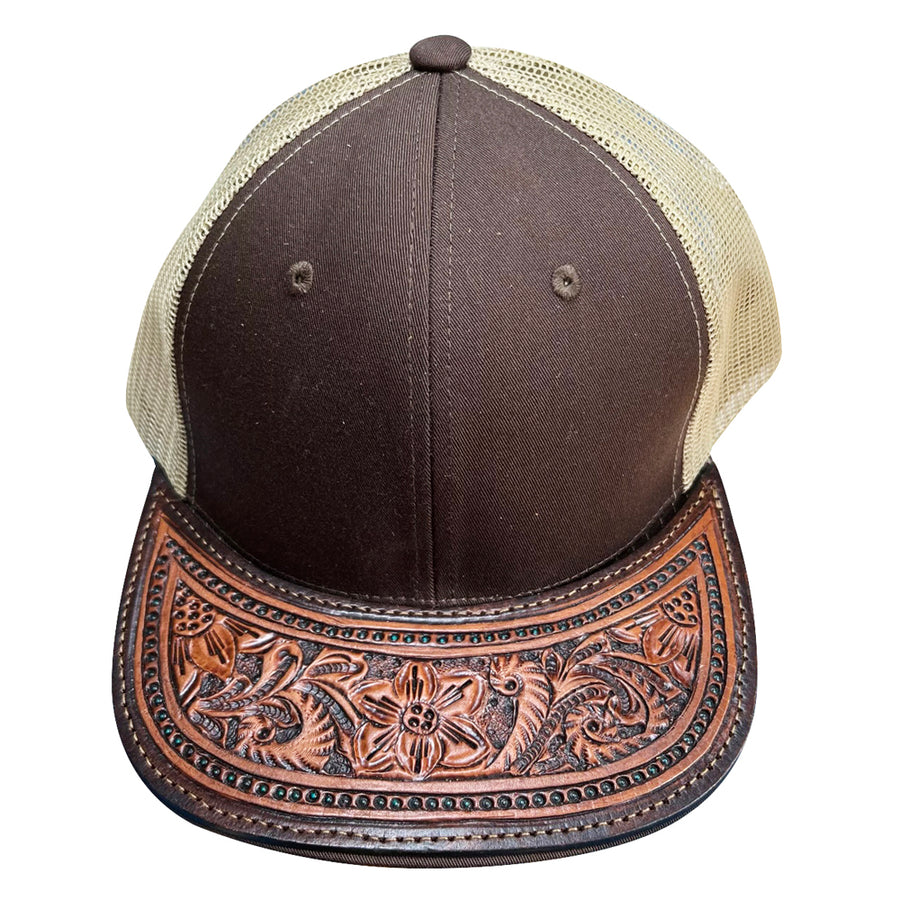 American Darling Men/Women Adjustable Cap With Leather On Visor Brown | Vintage