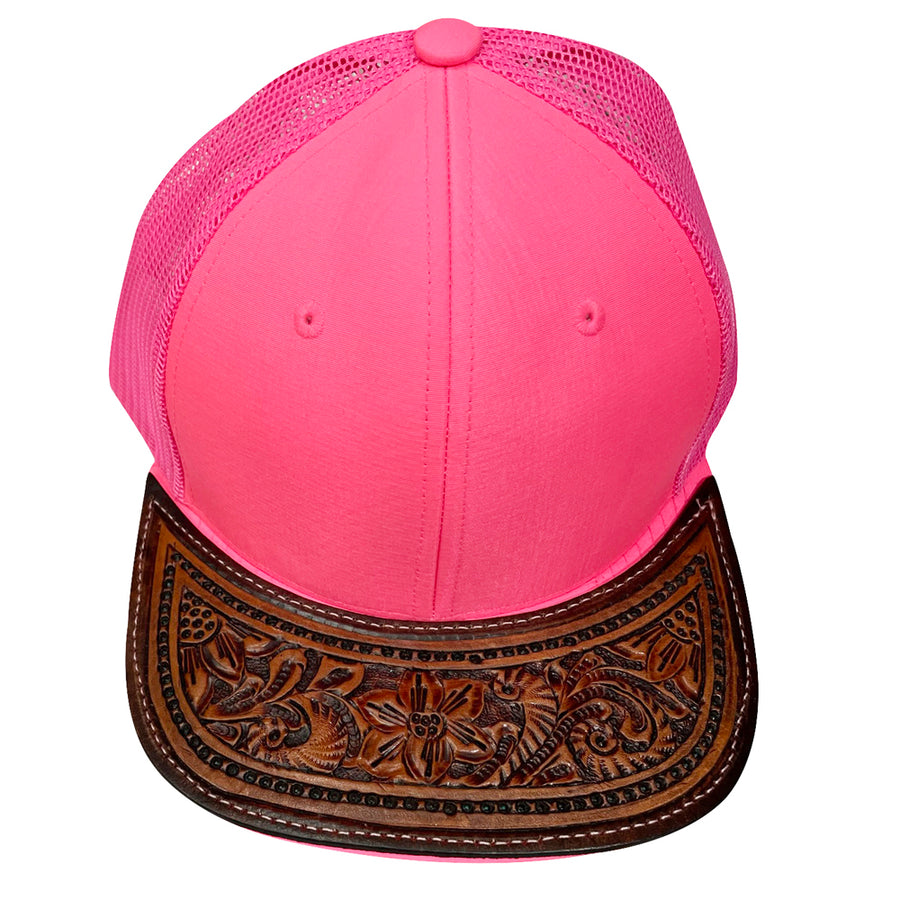 American Darling Men Women Adjustable Cap With Leather On Visor Red - Uhorse