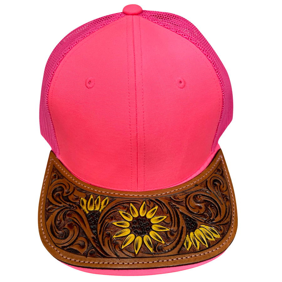 American Darling Men Women Adjustable Cap With Leather On Visor Red - Uhorse