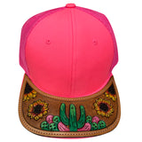 American Darling Men Women Adjustable Cap With Leather On Visor Red