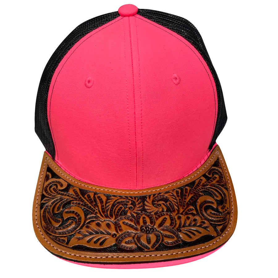 American Darling Men Women Adjustable Cap With Leather On Visor Red with Black - Uhorse