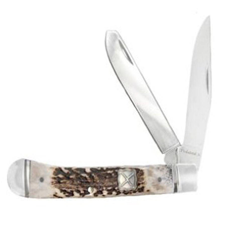 Twisted X Knife Stag Horn Trapper Two Blade - Hilason