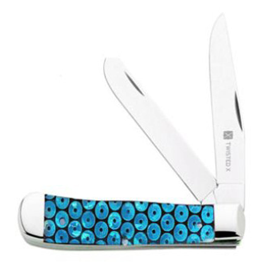 Twisted X Blue Sequined Fldr Pocket Knife - Uhorse