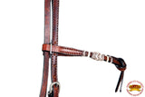 Hilason Western Headstall Horse Leather Rawhide With Bosal Reins Bitless Brown | Bridle for Horses Headstalls