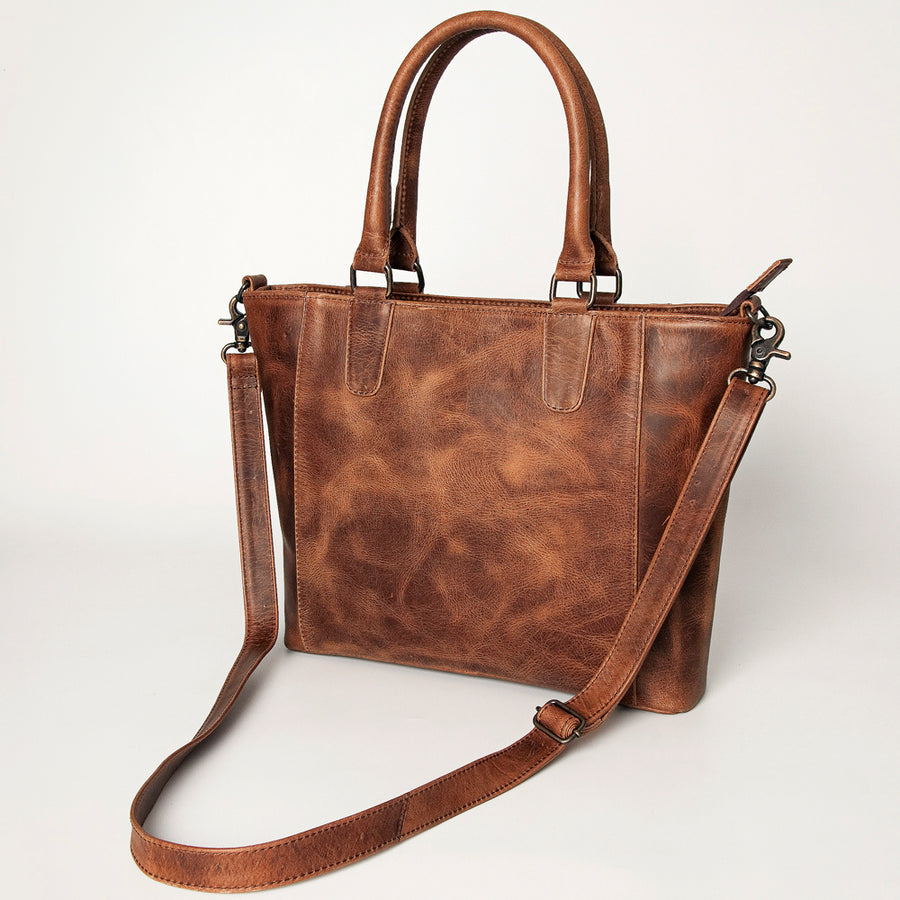 American Darling Western Leather Tote Bag - Handcrafted Full Grain Shoulder Bag - Uhorse