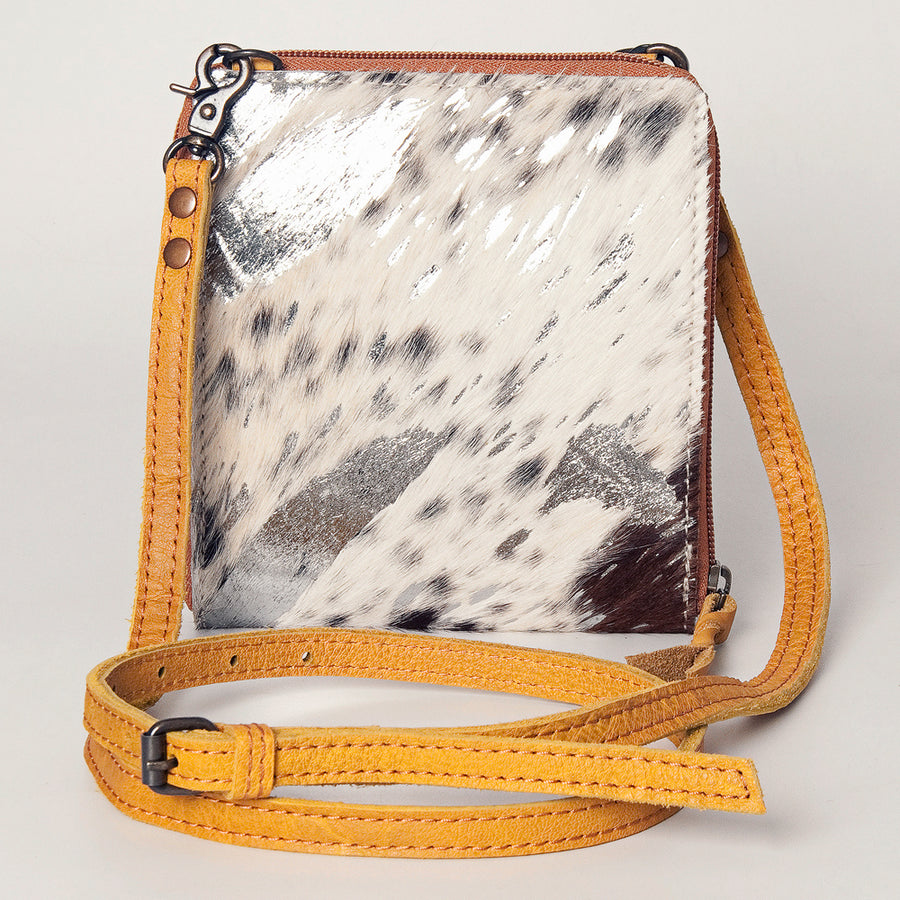 American Darling Cross body Bag, Hair-On Cowhide & Genuine Full Grain Leather, Western Shoulder Purse, 6in (H) X 6in (W)