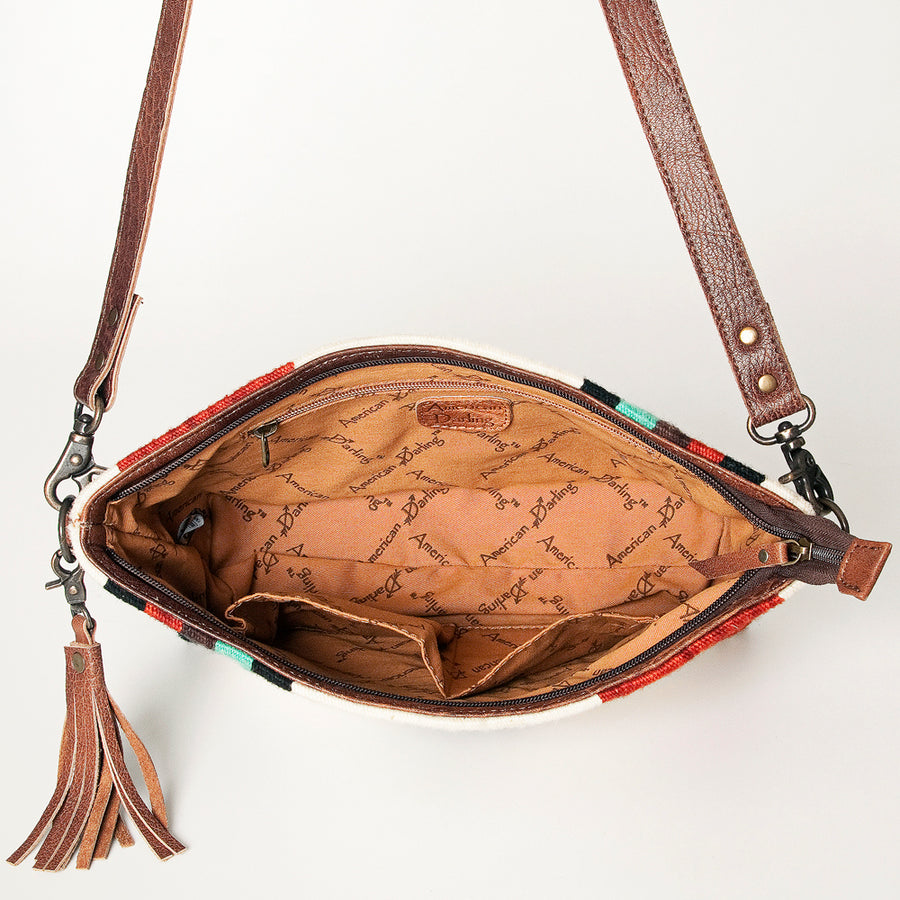 American Darling Wristlet Bag, Genuine Leather Western Purse with Hand Woven Saddle Blanket, Full Grain Leather Travel Clutch