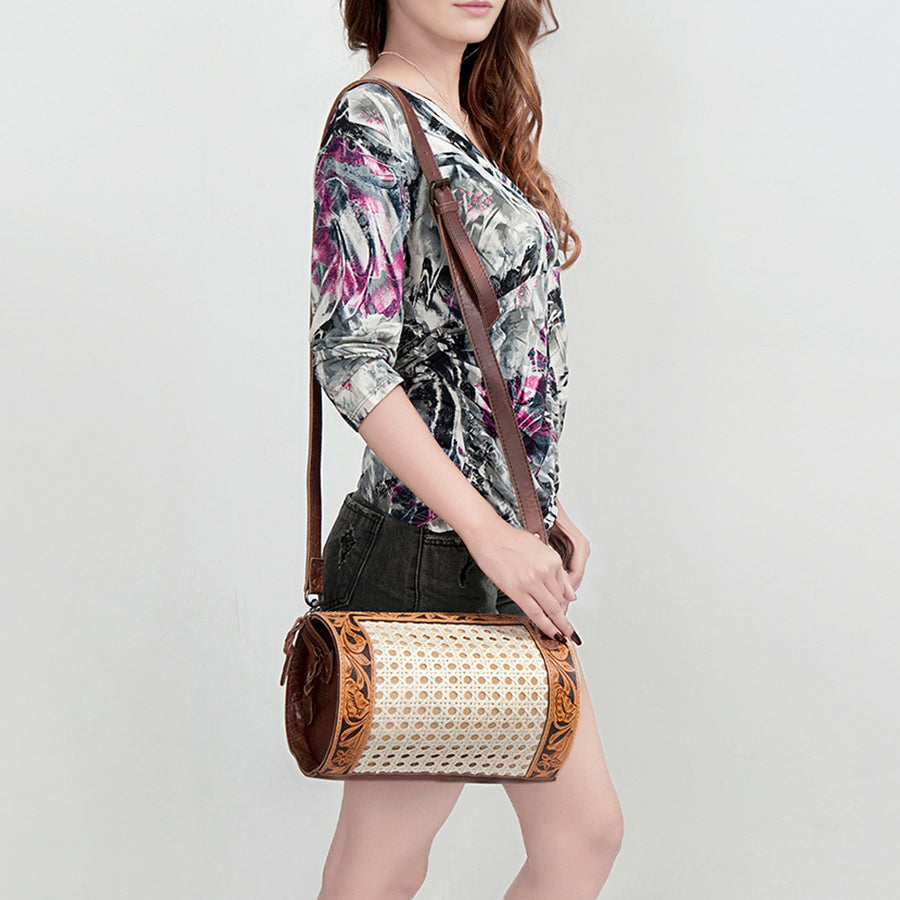 American Darling Duffel Bag for Women, Hand Tooled Floral Leather Western Bag, Full Grain Vegetable-Tanned with YKK Zipper