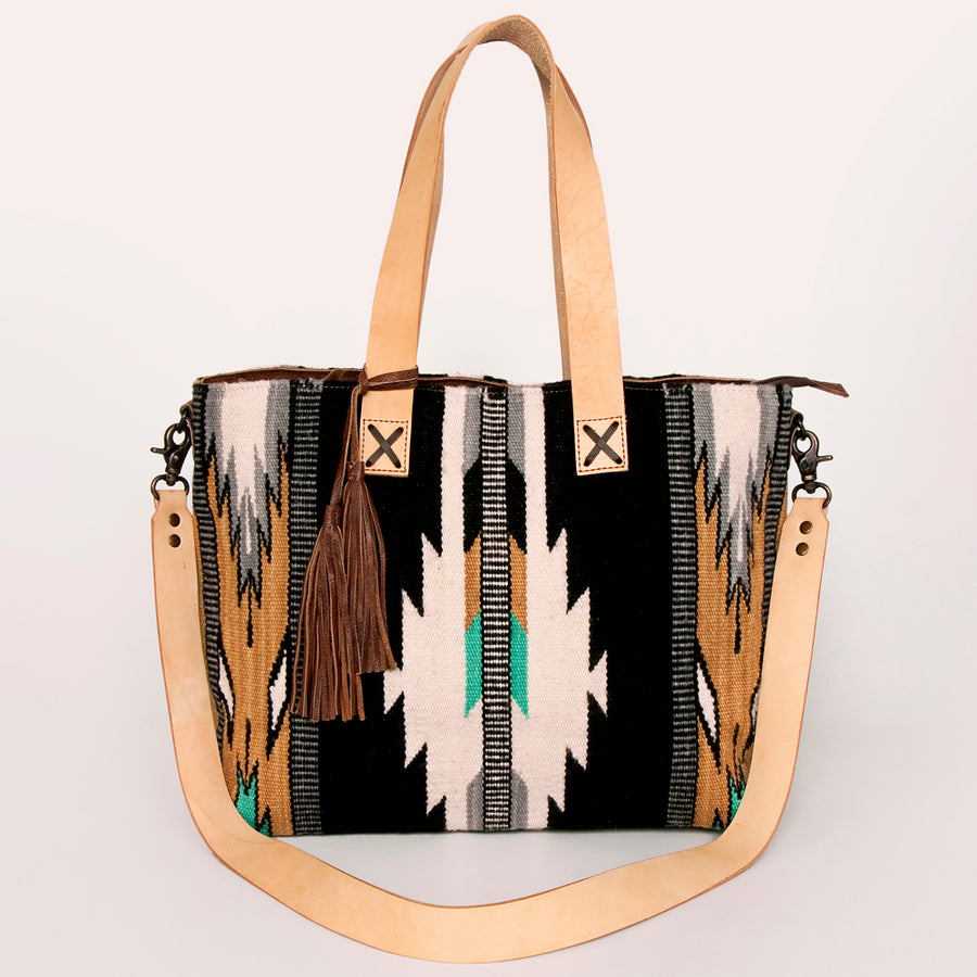 American Darling Tote Bag Hand Woven Saddle Blanket Genuine Leather Western Purse Large Shoulder Bag with YKK Zipper