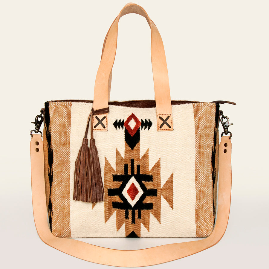 American Darling Tote Bag Hand Woven Saddle Blanket Genuine Leather Western Purse Large Shoulder Bag with YKK Zipper