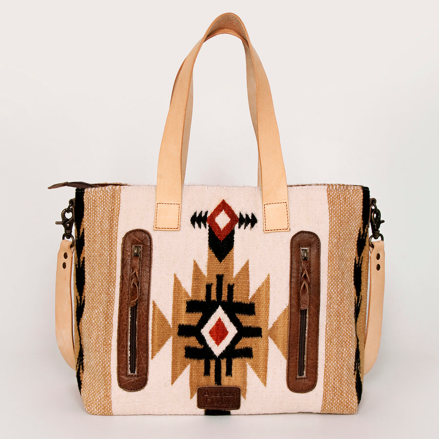 American Darling Tote Bag Hand Woven Saddle Blanket Genuine Leather Western Purse Large Shoulder Bag with YKK Zipper