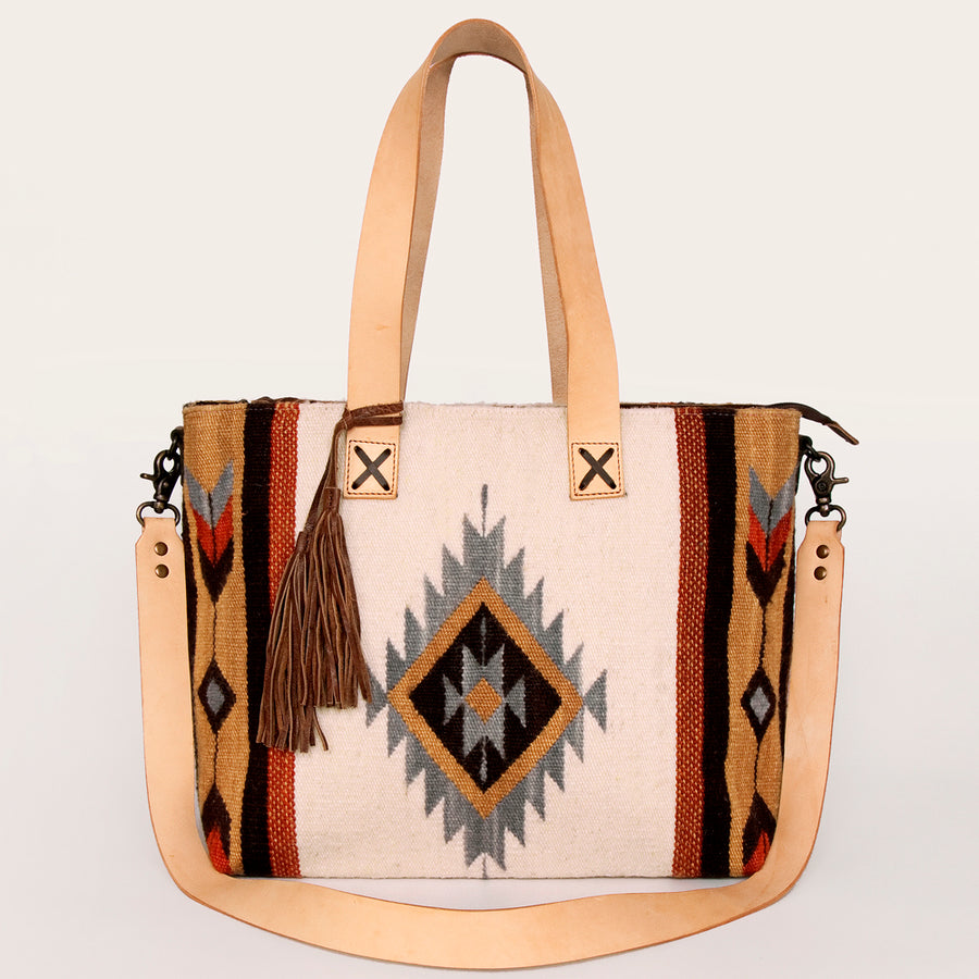 American Darling Tote Bag Hand Woven Saddle Blanket Genuine Leather Western Purse Large Shoulder Bag with YKK Zipper