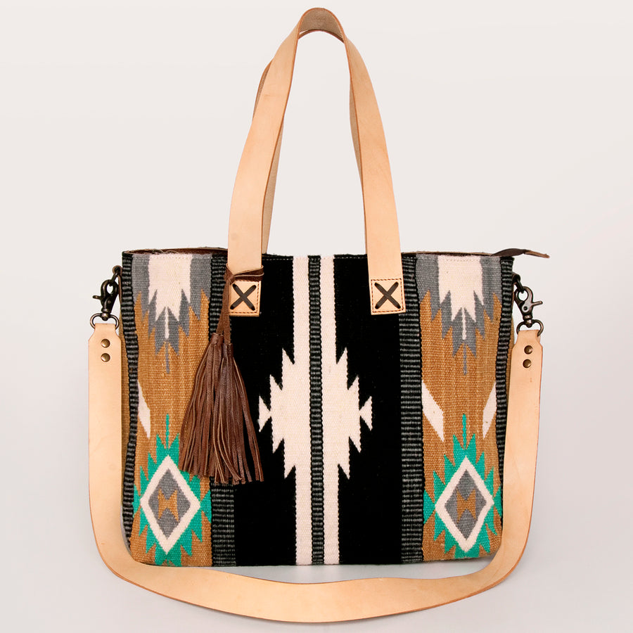 American Darling Tote Bag Hand Woven Saddle Blanket Genuine Leather Western Purse Large Shoulder Bag with YKK Zipper