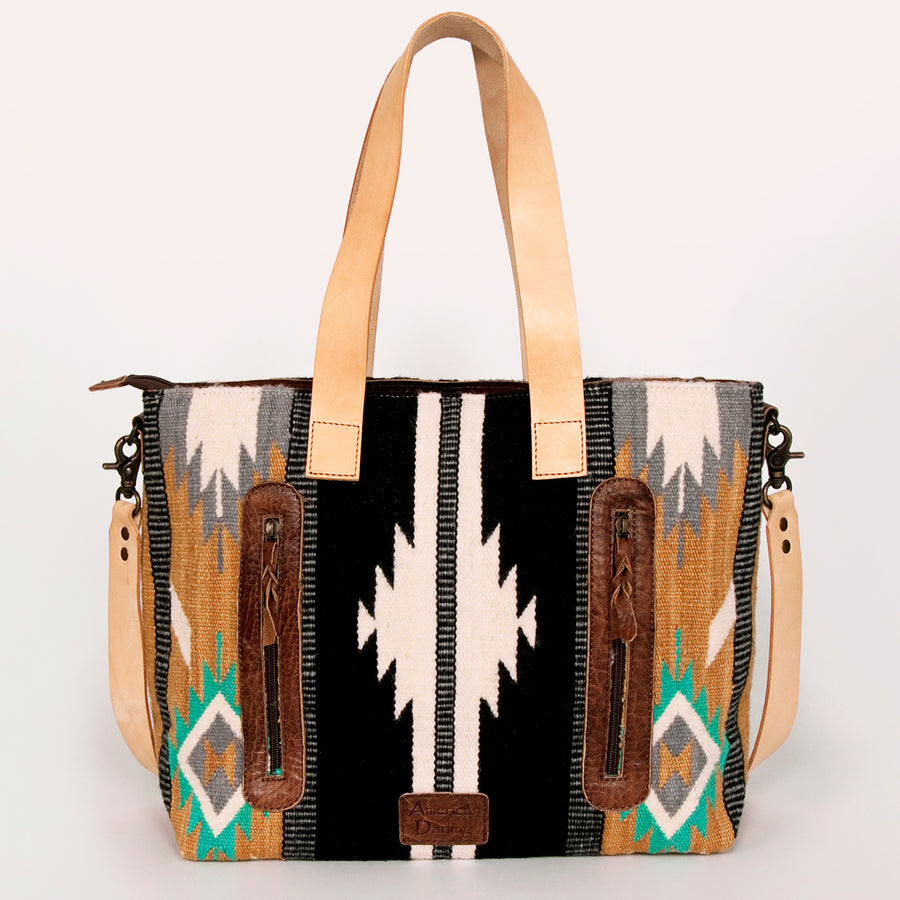 American Darling Tote Bag Hand Woven Saddle Blanket Genuine Leather Western Purse Large Shoulder Bag with YKK Zipper