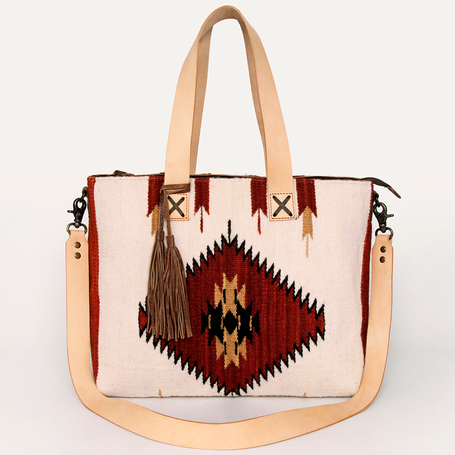 American Darling Tote Bag Hand Woven Saddle Blanket Genuine Leather Western Purse Large Shoulder Bag with YKK Zipper