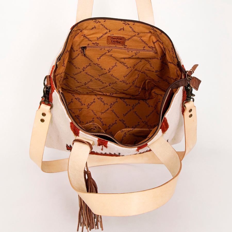 American Darling Tote Bag Hand Woven Saddle Blanket Genuine Leather Western Purse Large Shoulder Bag with YKK Zipper