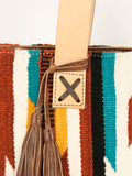 American Darling Tote Bag Hand Woven Saddle Blanket Genuine Leather Western Purse Large Shoulder Bag with YKK Zipper