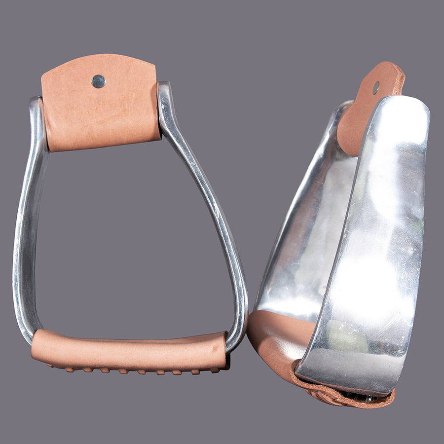 Bar H Equine Western Horse Heavy Duty Aluminium Slanted Saddle Stirups Pair - Uhorse