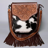 American Darling Cross Body Hand Tooled Hair On Genuine Leather Women Bag Western Handbag Purse