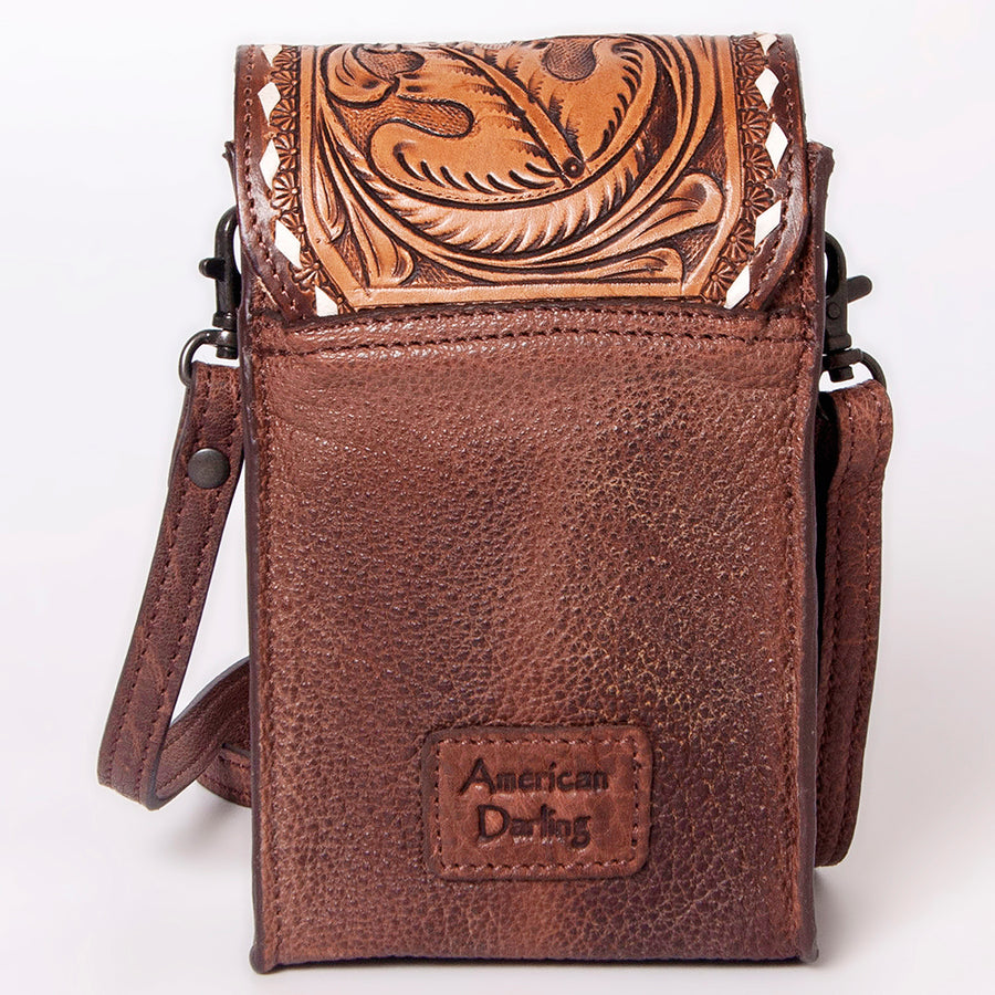 American Darling Cell Phone Holder Hand Tooled Hair-On Genuine Leather Women Bag Western Handbag Purse | Case