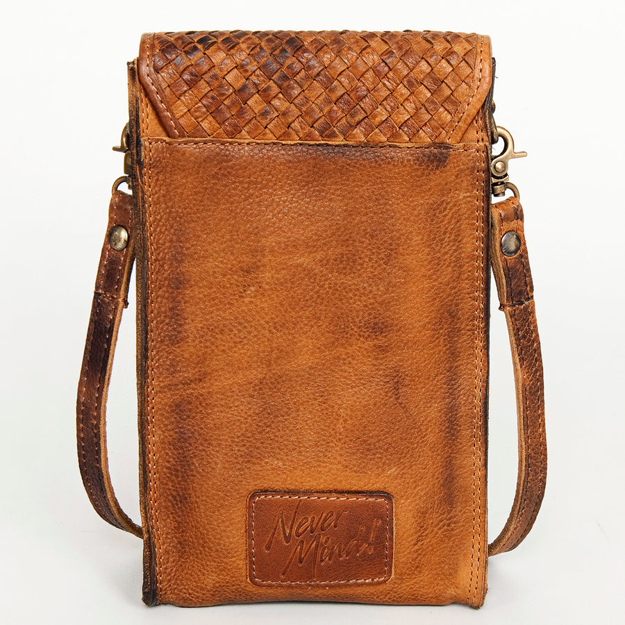 Never Mind Nmbgm134B Cell Phone Holder Vintage Handmade Genuine Cowhide Leather Women Bag Western Handbag Purse