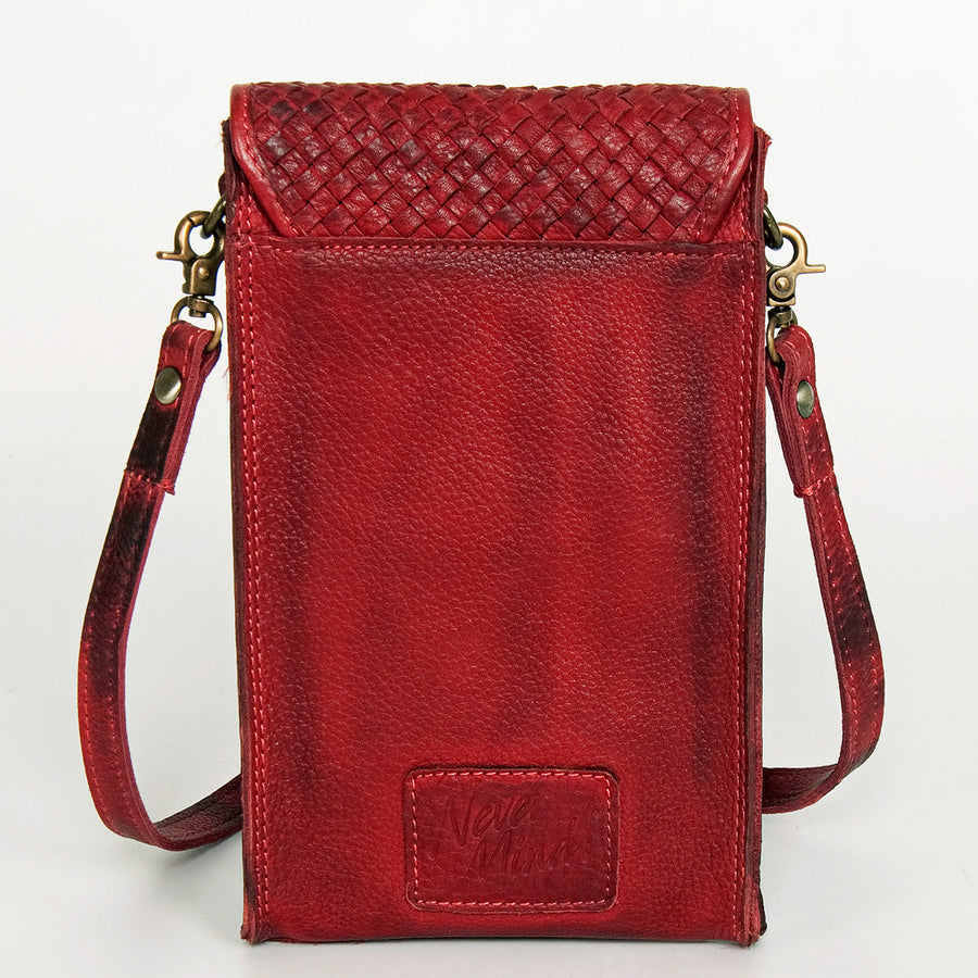 Never Mind Nmbgm134D Cell Phone Holder Vintage Handmade Genuine Cowhide Leather Women Bag Western Handbag Purse