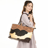 American Darling ADBGZ649A Tote Hand Tooled Hair-On Genuine Leather Women Bag Western Handbag Purse