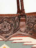 American Darling ADBGZ649B Tote Hand Tooled Saddle Blanket Genuine Leather Women Bag Western Handbag Purse