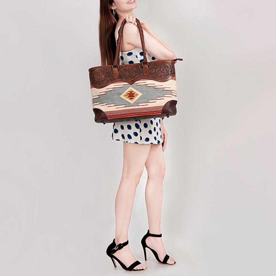 American Darling Tote Hand Tooled Saddle Blanket Genuine Leather Women Bag Western Handbag Purse