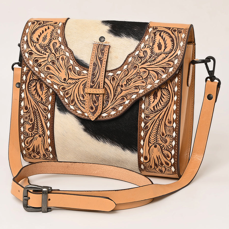 American Darling Crossbody Hand Tooled Hair-On Genuine Leather Women Bag Western Handbag Purse - Uhorse