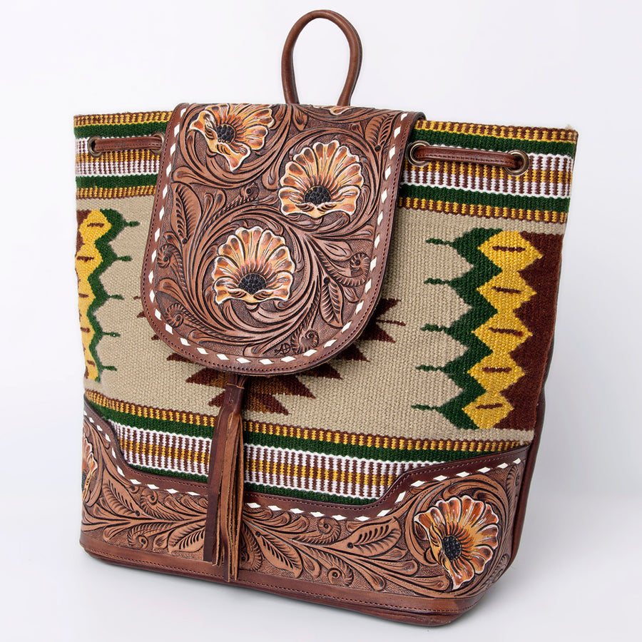 American Darling Backpack Saddle Blanket Hand Tooled Genuine Leather Women Bag Western Handbag Purse - Uhorse
