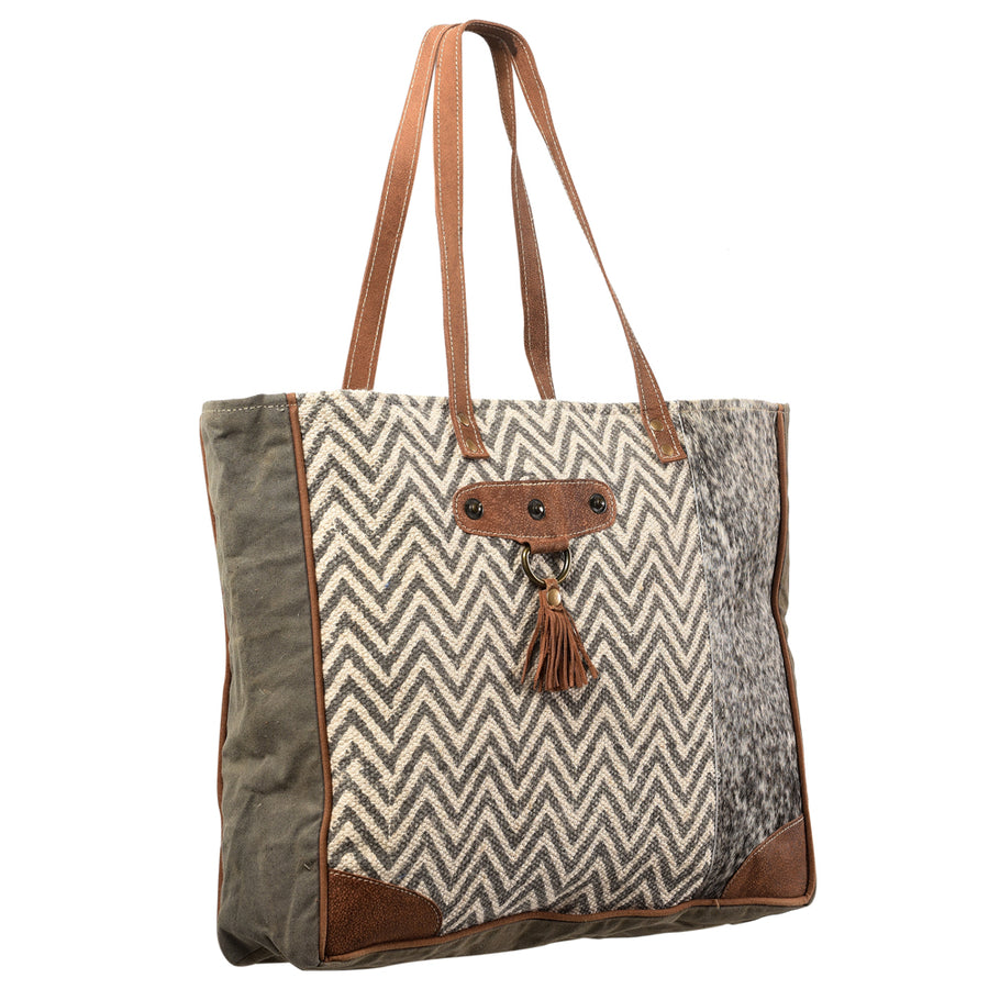 OHLAY KB418 TOTE Upcycled Wool Canvas Genuine Leather women bag by Hilason – Cowboy and equestrian accessories