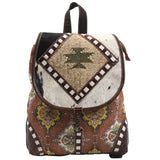 OHLAY KB419 Backpack Hand Tooled Upcycled Wool Upcycled Canvas Hair-On Genuine Leather women bag western handbag purse