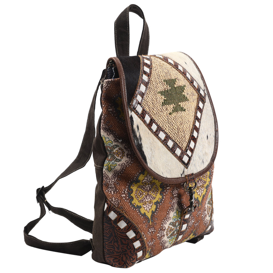 OHLAY KB419 Backpack Hand Tooled Upcycled Wool Upcycled Canvas Hair-On by Hilason – Cowboy and equestrian accessories
