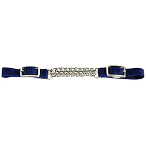 Navy nylon curb chain strap with silver chain center and buckles - Uhorse