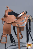 HILASON Western Horse Saddle Leather Treeless Trail Barrel Tan | Horse Saddle | Western Saddle | Leather Saddle | Treeless Saddle | Barrel Saddle | Saddle for Horses