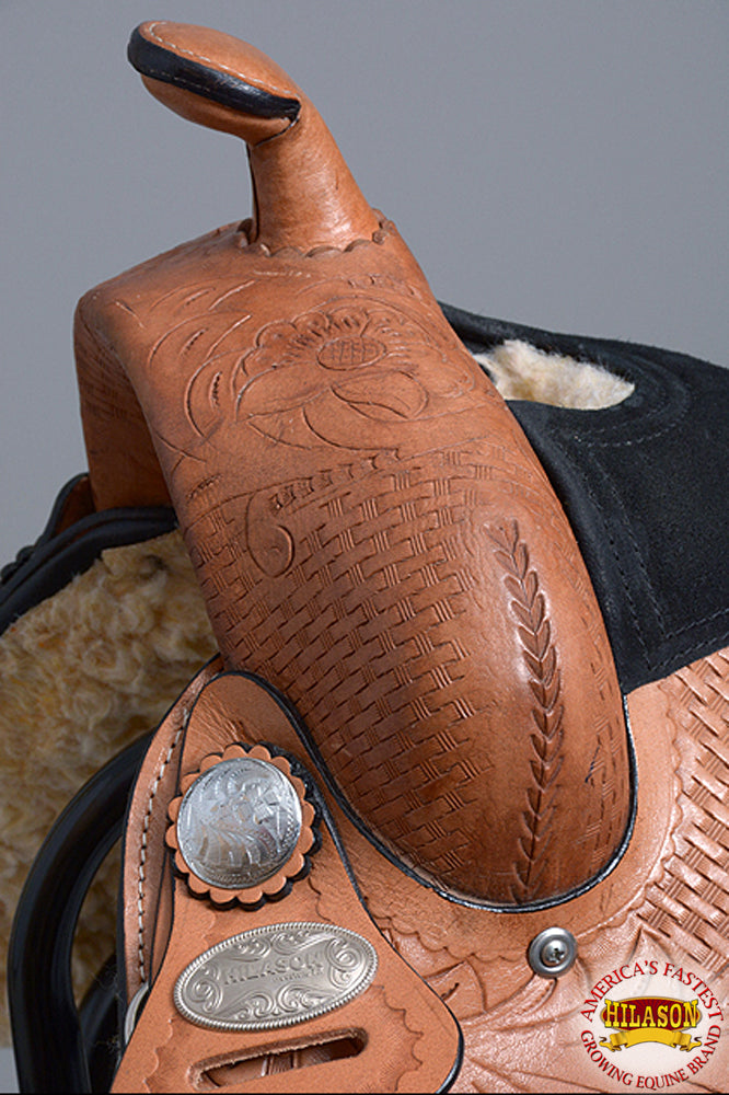 HILASON Western Horse Saddle Leather Treeless Trail Barrel Tan | for Horses