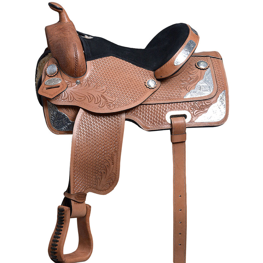 15 In Hilason Western Horse Saddle Leather Treeless Trail Barrel Tan - Uhorse