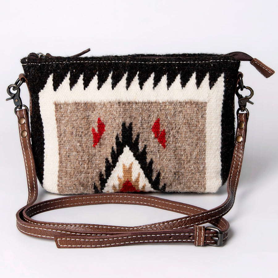 American Darling Handwoven Saddle Blanket Crossbody Bag – Genuine Leather Western Purse  Artisan Crafted Boho Cowgirl Shoulder Bag