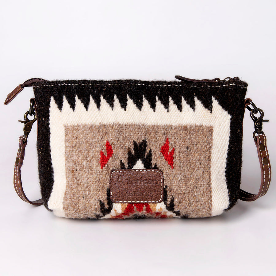 American Darling Handwoven Saddle Blanket Crossbody Bag – Genuine Leather Western Purse  Artisan Crafted Boho Cowgirl Shoulder Bag