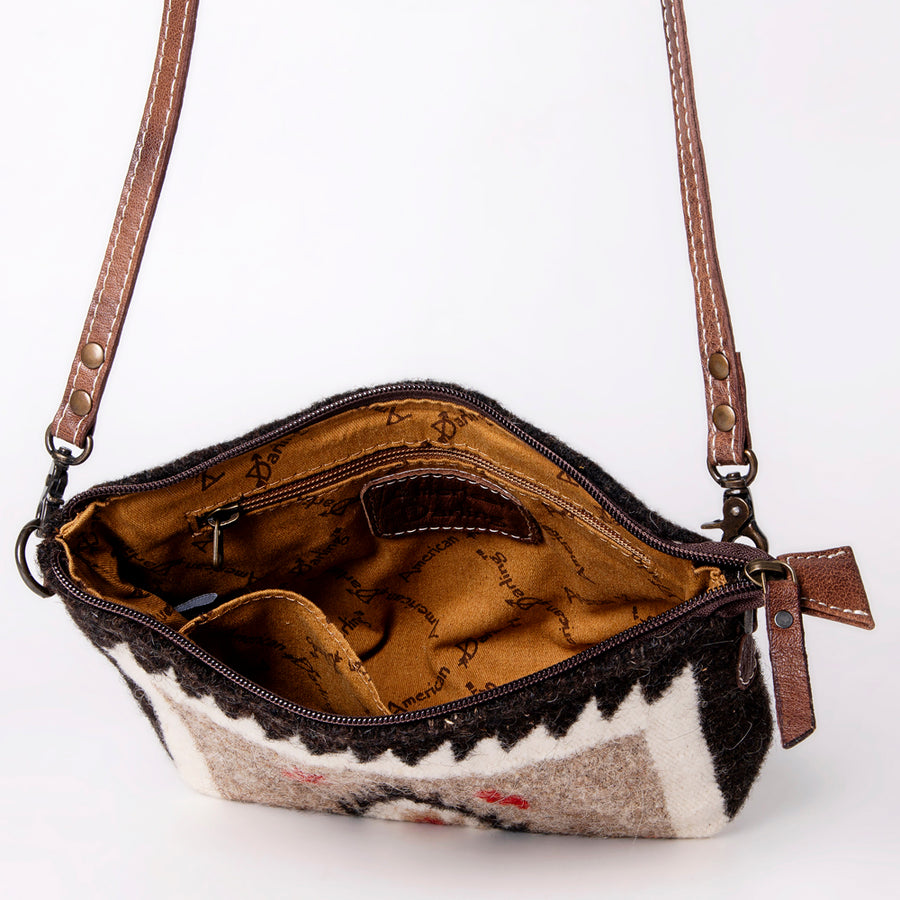American Darling Handwoven Saddle Blanket Crossbody Bag – Genuine Leather Western Purse  Artisan Crafted Boho Cowgirl Shoulder Bag